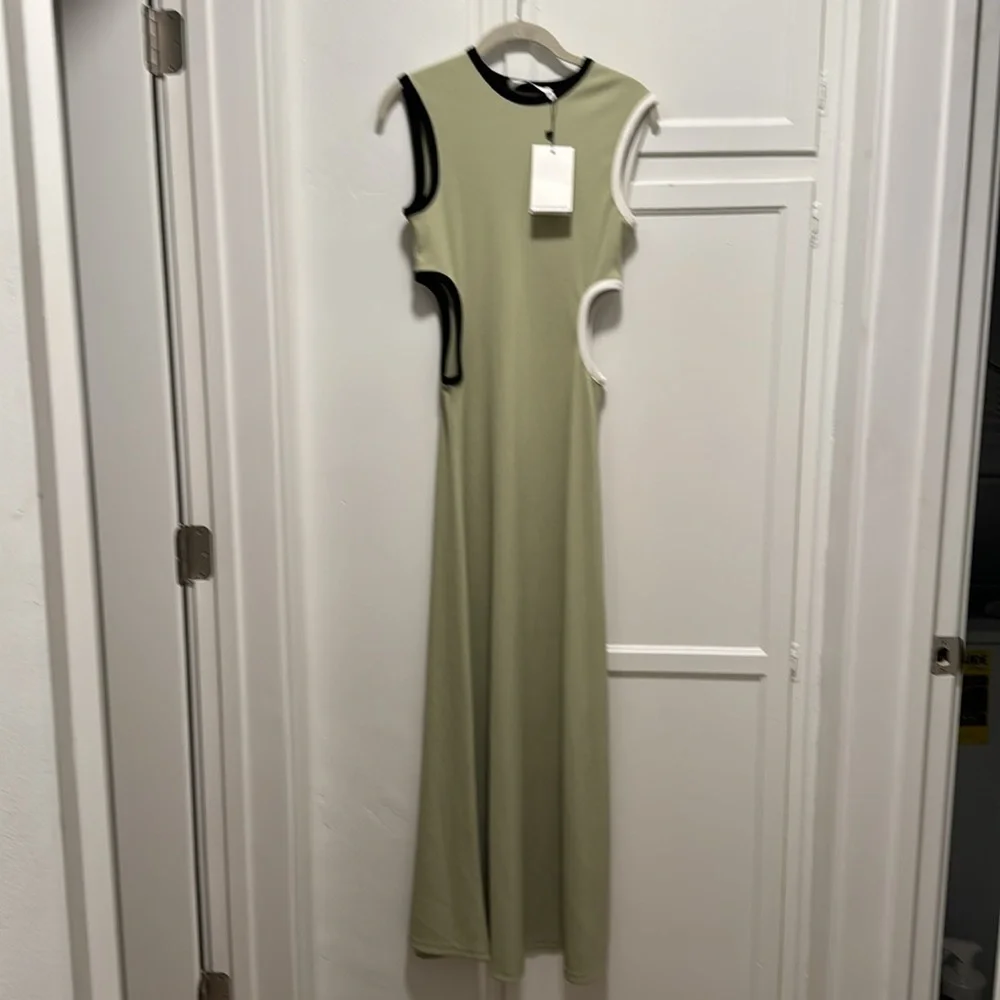 NWT Christopher Esber Fran dress pistachio with black and white trim size AU8 - Picture 2 of 6